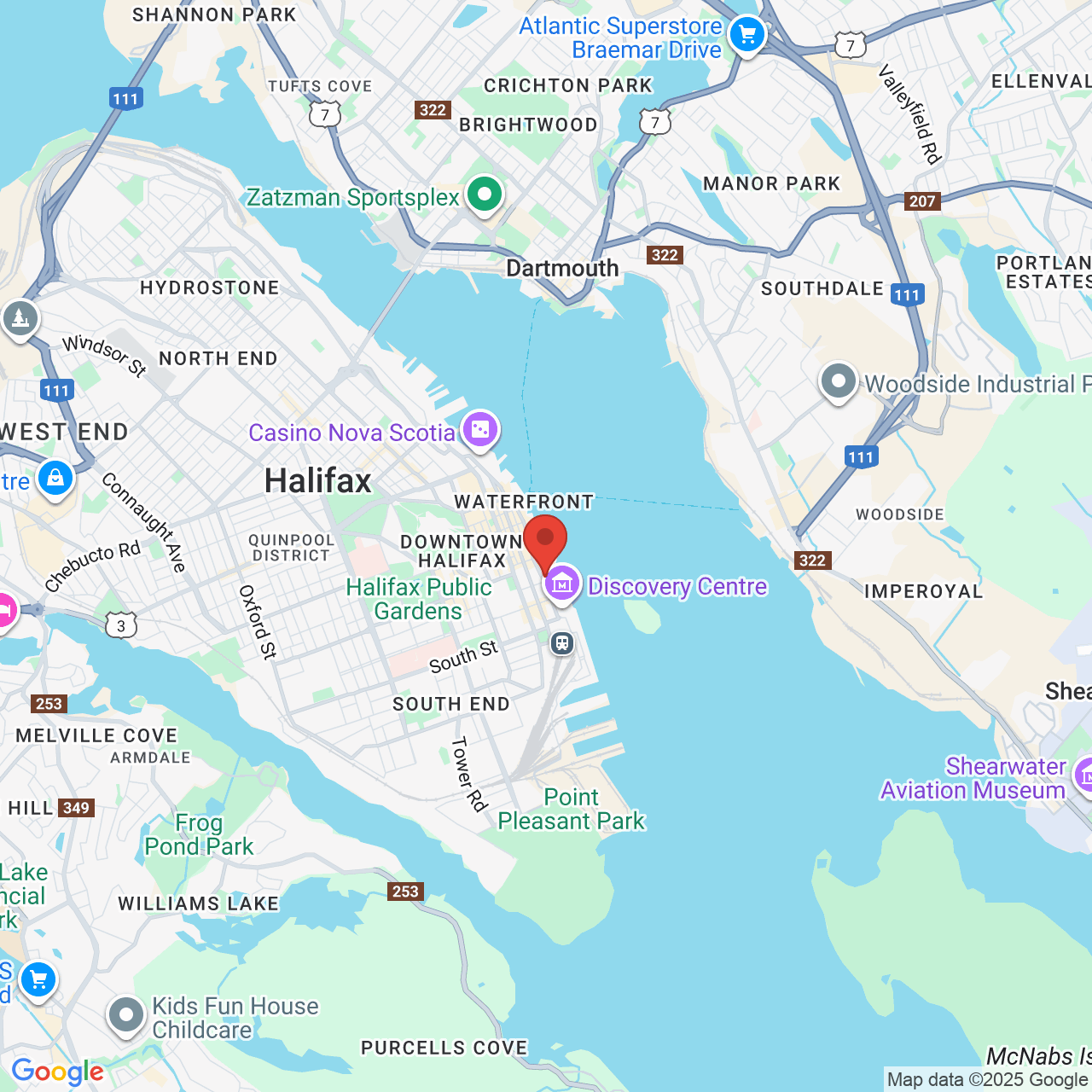 Google map image of our location in 1477 Lower Water St Halifax, NS